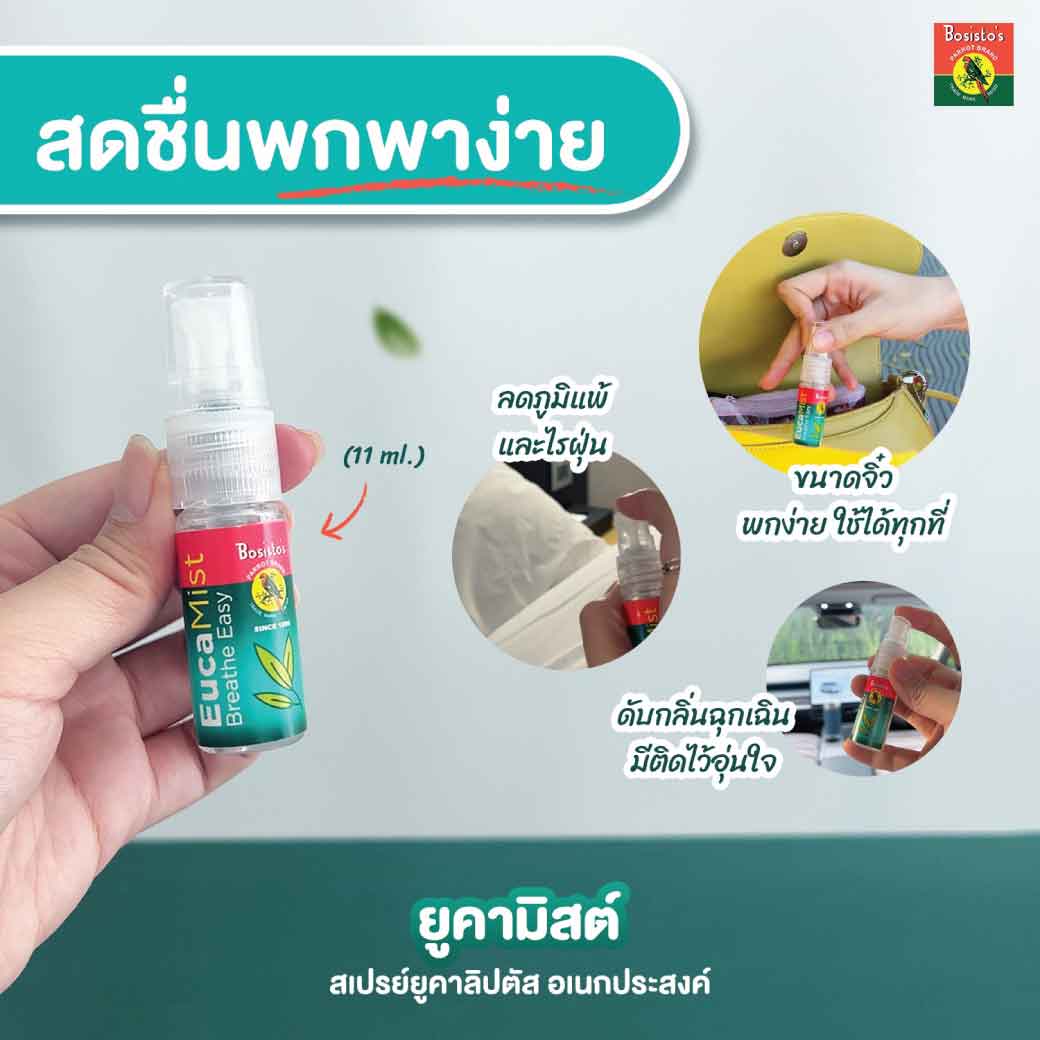 BOSISTOS EUCALYPTUS SPRAY 11 CC. โบสิสโต ยูคาลิปตัส สเปรย์
