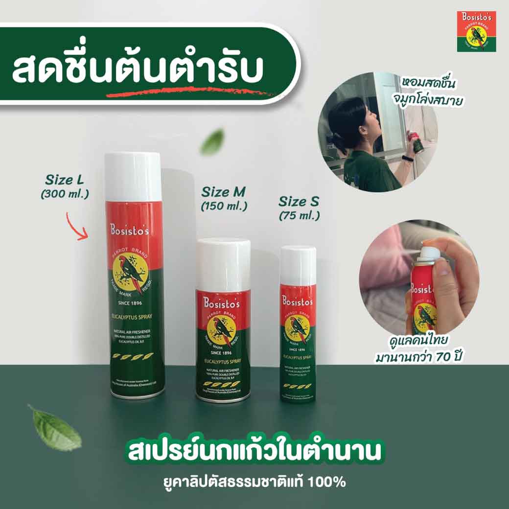 BOSISTOS EUCALYPTUS SPRAY 300 cc. โบสิสโต ยูคาลิปตัส สเปรย์