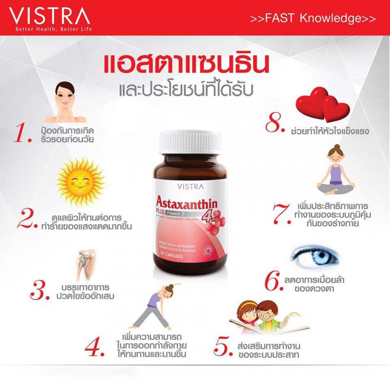 VISTRA Astaxanthin 6 mg. วิสทร้า แอสตาแซนธิน