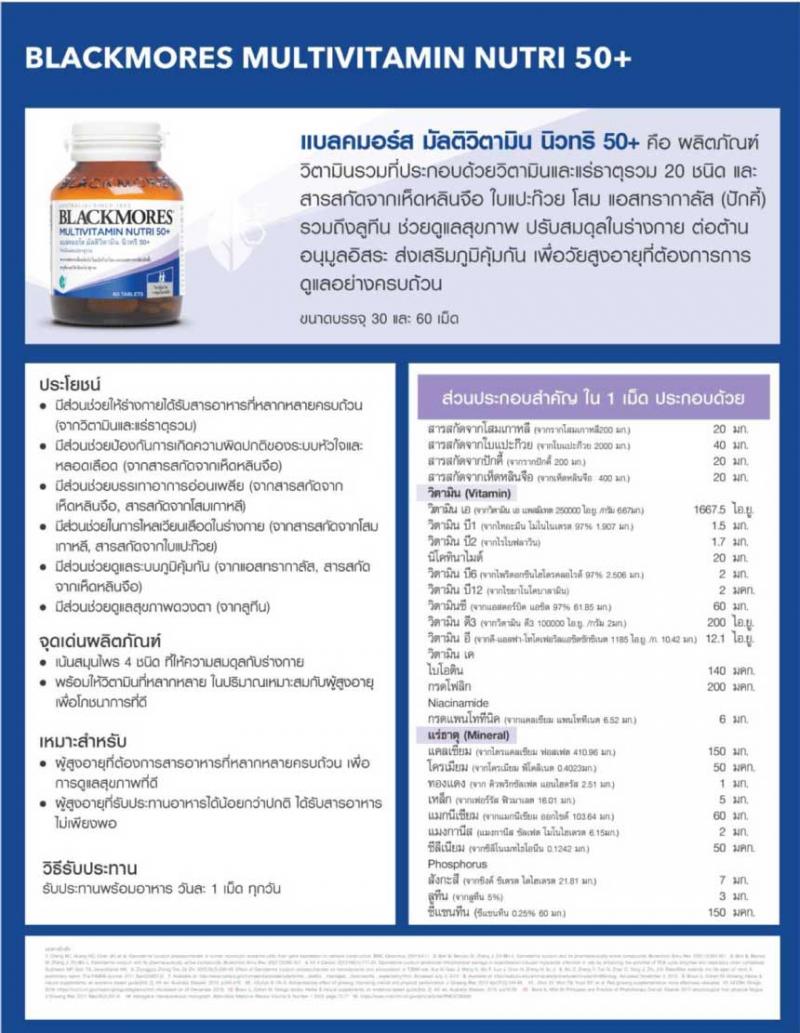 BLACKMORES Multivitamin Nutri50 60 เม็ด