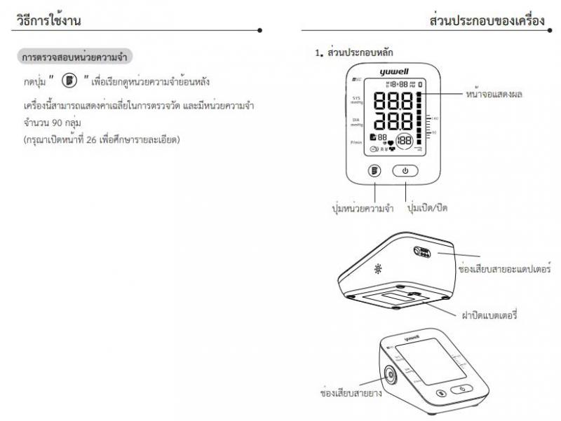 YUWELL Blood Pressure Monitor YE660F ยูเวล บลัด เพรชเชอร์ มอนิเตอร์ วายอีหกหกศูนย์เอฟ