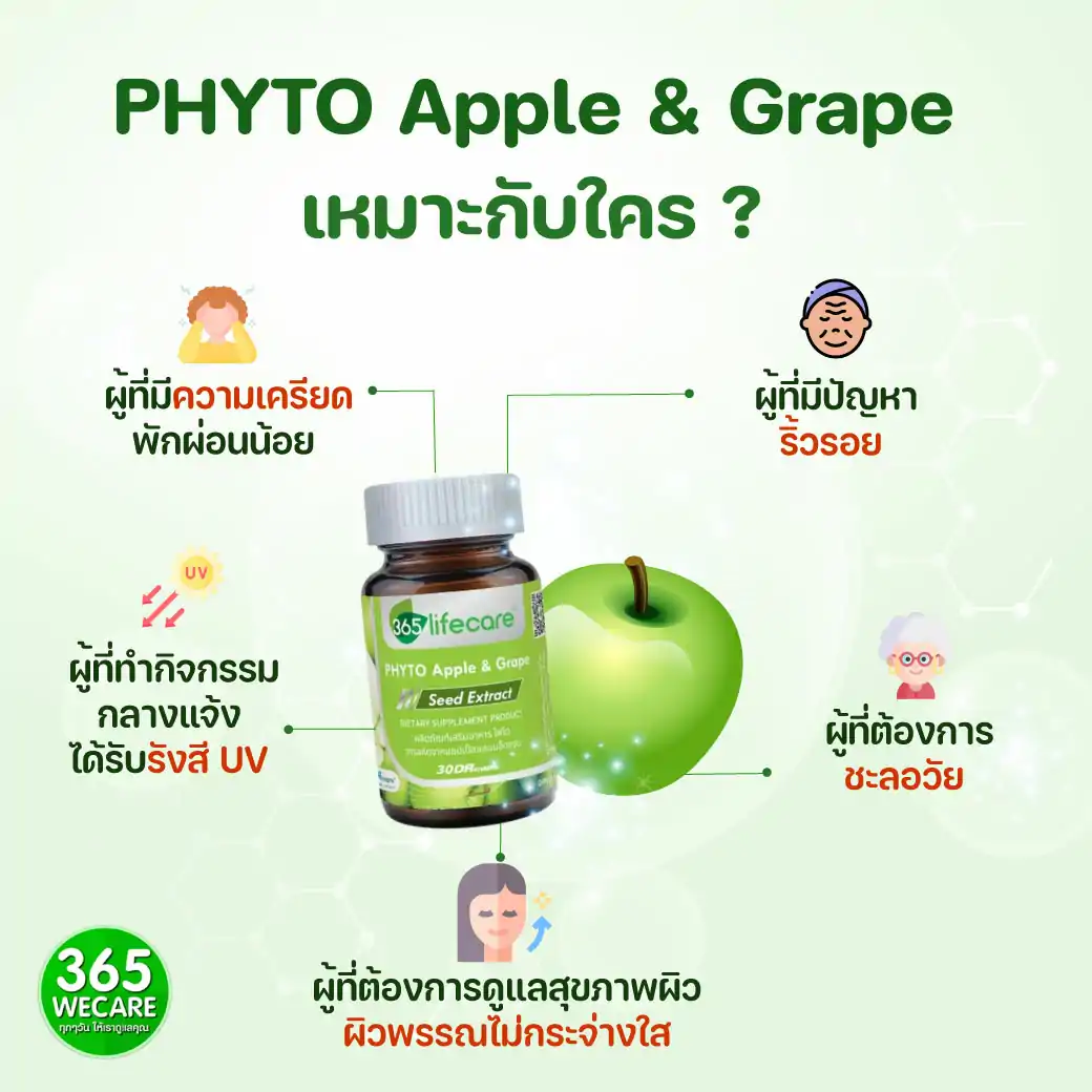 365Lifecare Phyto Apple&Grape 30แคปซูล 365 ไลฟ์แคร์ ไฟโต สารสกัดจากแอปเปิ้ลและเมล็ดองุ่น