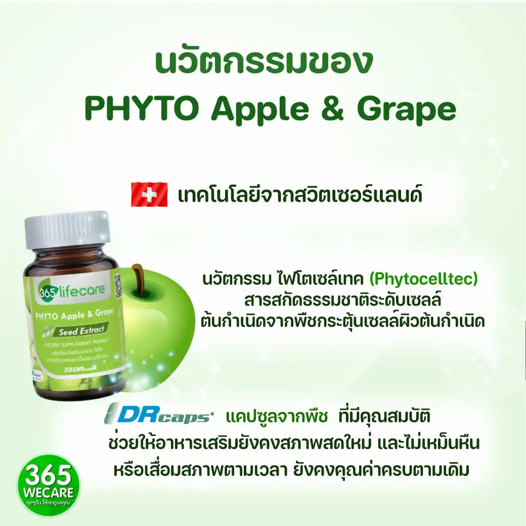 365Lifecare Phyto Apple&Grape 30แคปซูล 365 ไลฟ์แคร์ ไฟโต สารสกัดจากแอปเปิ้ลและเมล็ดองุ่น