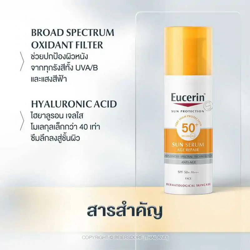 EUCERIN Sun Age Repair Serum Spf50 50ml. ยูเซอริน ซัน เอจ รีแพร์ เซรั่ม เอสพีเอฟ50 50มล.