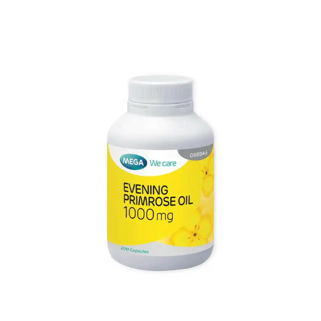 MEGA EVENING primrose oil 1000 mg. 200เม็ด. เมก้า วีแคร์ อีฟนิ่ง พริมโรส ออยล์ Mega wecare