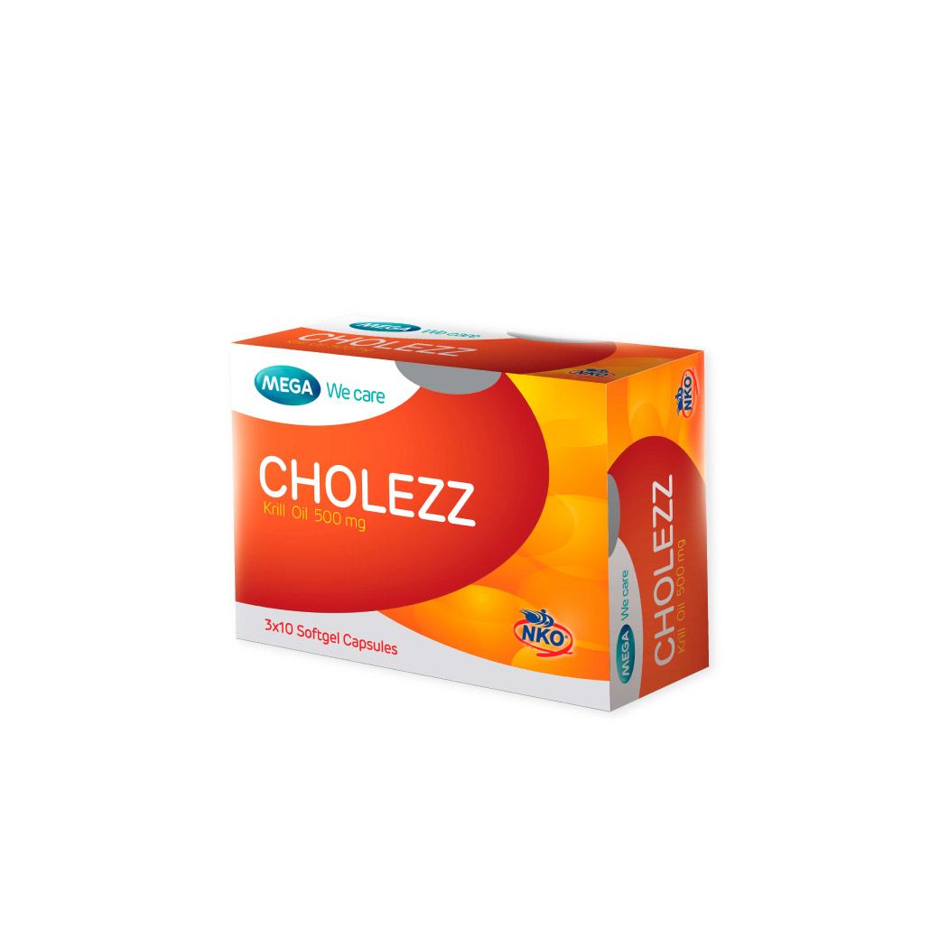MEGA Cholezz (Krill Oil 500mg.) เมก้า วีแคร์ โคเลซซ์ (คริล ออยล์ 500 มิลลิกรัม) 30 แคปซูล