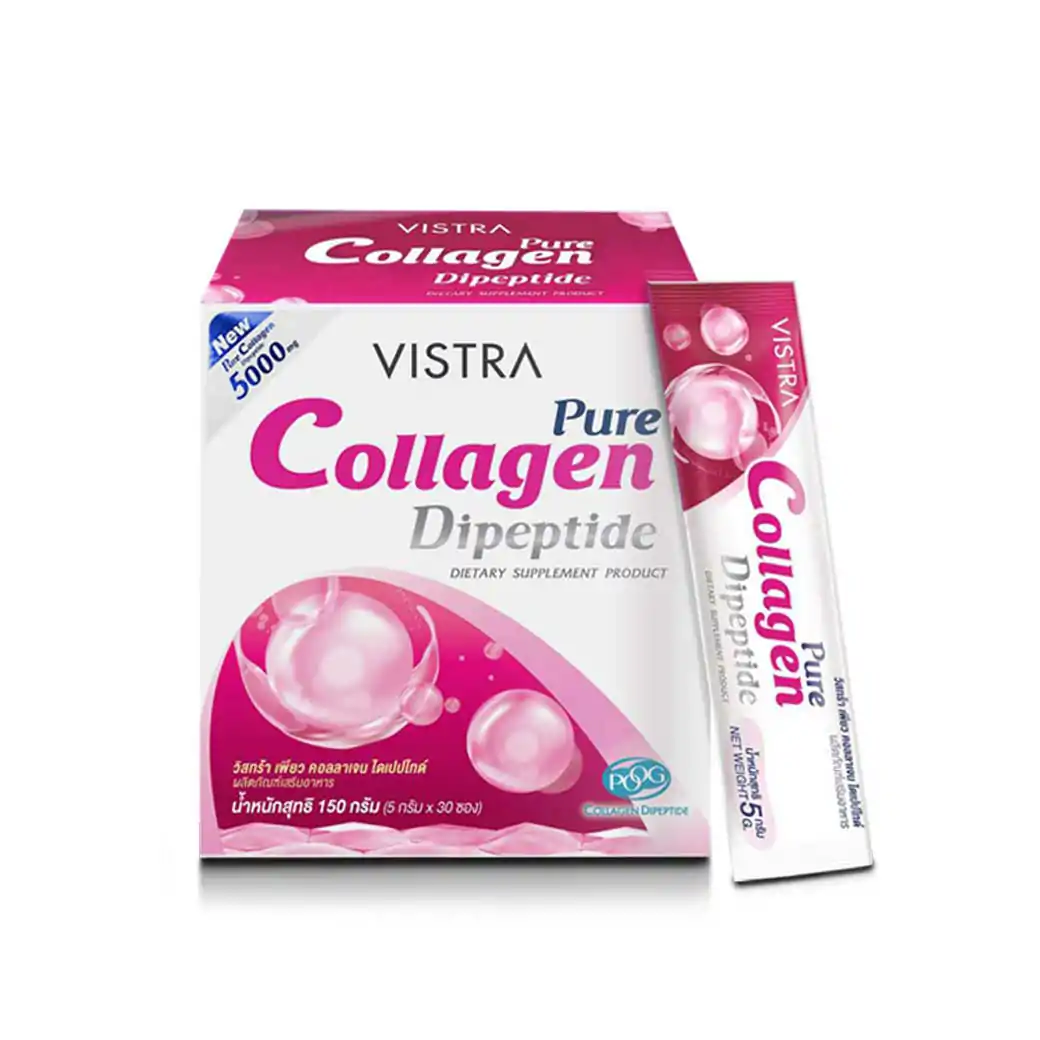 VISTRA Pure Collagen Dipeptide 5000mg. 30ซอง วิสทร้า คอลลาเจน