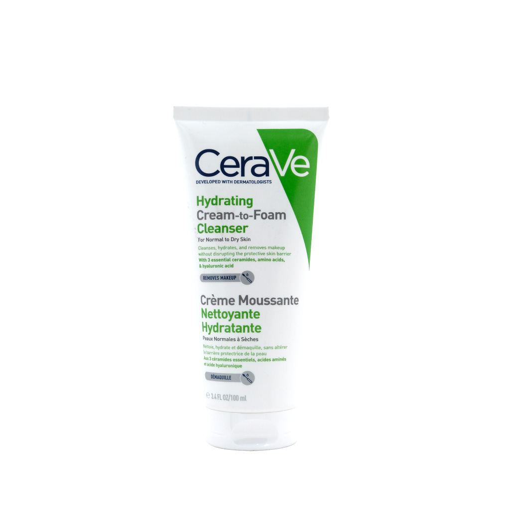 CERAVE Hydrating Cream-to-Foam Cleanser 100ml. เซราวี ไฮเดรติ้ง ครีม-ทู-โฟม คลีนเซอร์