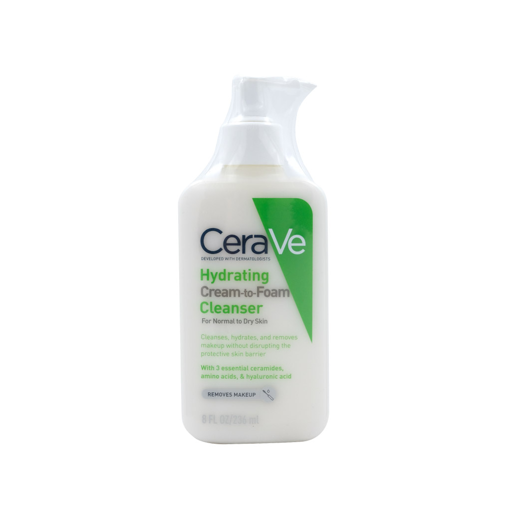 CERAVE Hydrating Cream-to-Foam Cleanser 236ml. เซราวี ไฮเดรติ้ง ครีม-ทู-โฟม คลีนเซอร์