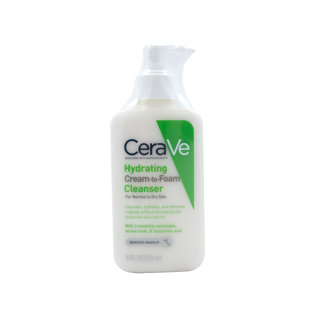 CERAVE Hydrating Cream-to-Foam Cleanser 236ml. เซราวี ไฮเดรติ้ง ครีม-ทู-โฟม คลีนเซอร์