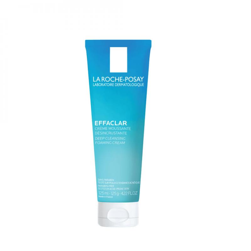 LA ROCHE-POSAY EFFACLAR DEEP CLEANSING FOAMING CREAM 125ml.ลา โรช-โพเซย์ เอฟฟาคลาร์ ดีพ คลีนซิ่ง โฟมมิ่ง ครีม 125มล.