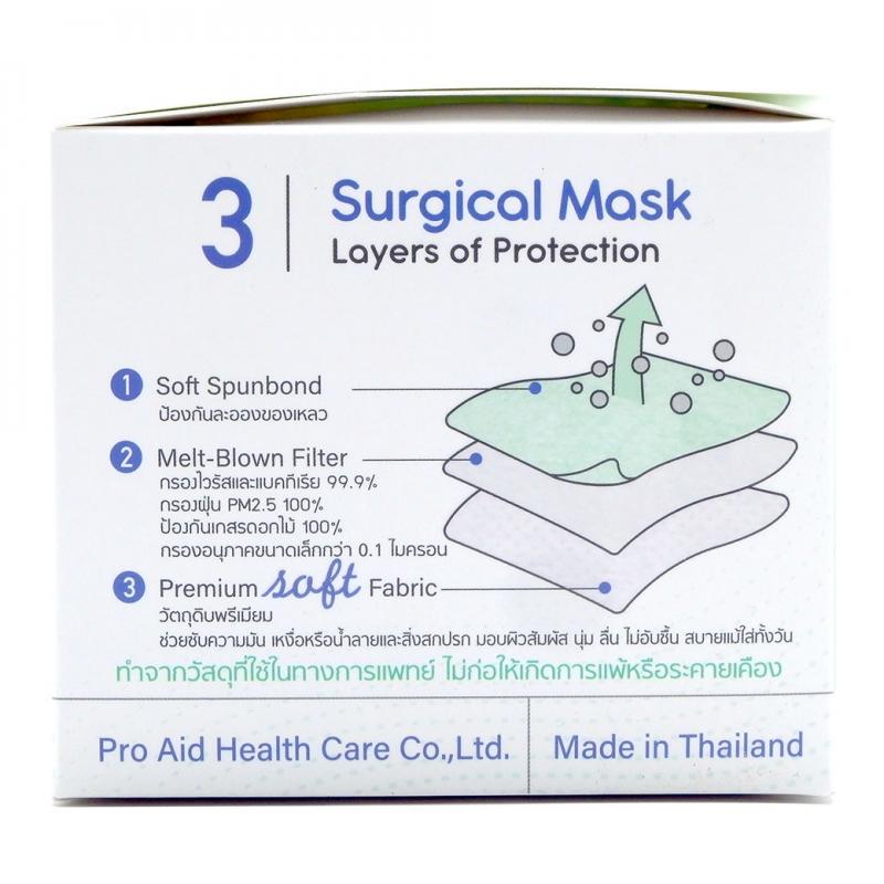 PRO Aid Medical Face Mask หน้ากากอนามัยสีเขียว กล่อง50ชิ้น โปรเอด