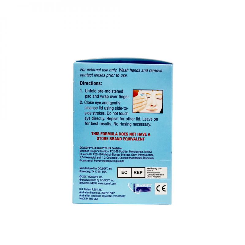 OCUSOFT LID Scrub Plus Pads 30แผ่น  อ๊อกคิวซอฟท์ ลิด สครับ พลัส