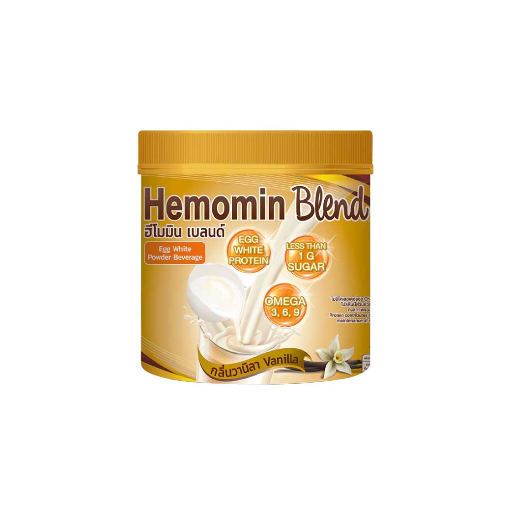 HEMOMIN Blend ไข่ขาวผง รส Vanilla 400g. เครื่องดื่มไข่ขาวผง กลิ่นวานิลลา ฮีโมมิน เบลนด์