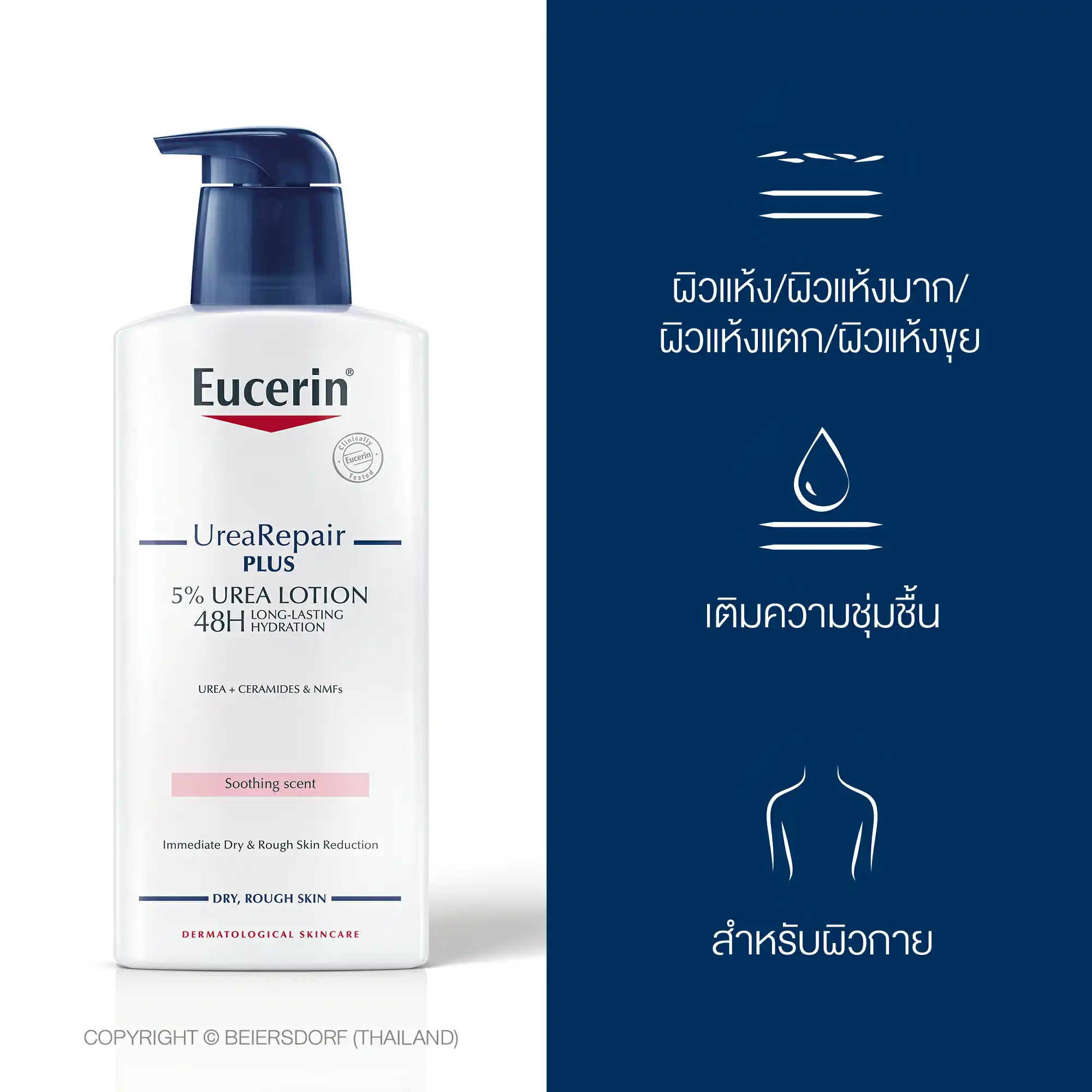 Eucerin UreaRepair Soothing Scent 5% Urea Moisturising Lotion  400ml. ยูเซอริน ยูเรียรีแพร์ ซูตติ้ง เซนท์ 5% ยูเรีย มอยส์เจอร์ไรซิ่ง โลชั่น