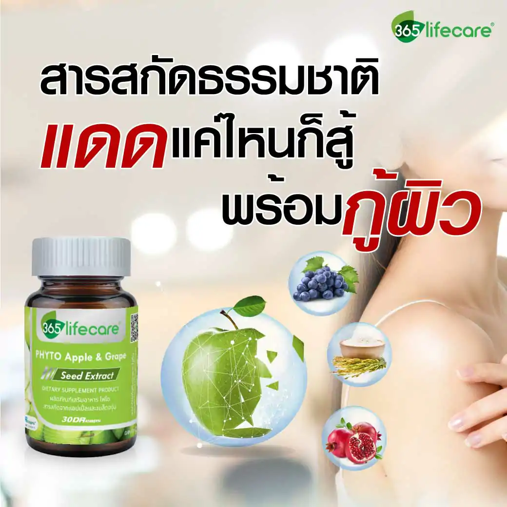 365Lifecare Phyto Apple&Grape 30แคปซูล 365 ไลฟ์แคร์ ไฟโต สารสกัดจากแอปเปิ้ลและเมล็ดองุ่น