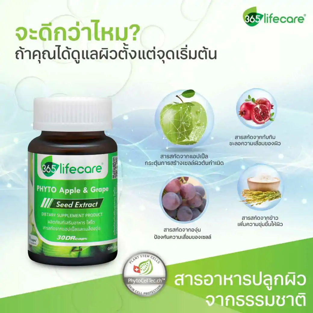 365Lifecare Phyto Apple&Grape 30แคปซูล 365 ไลฟ์แคร์ ไฟโต สารสกัดจากแอปเปิ้ลและเมล็ดองุ่น