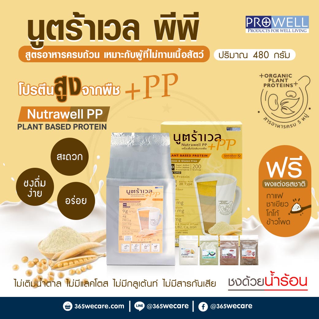 PROWELL Nutra Well PP 480g.(Plant Based Protein) โปรเวล นูตร้าเวล พีพี