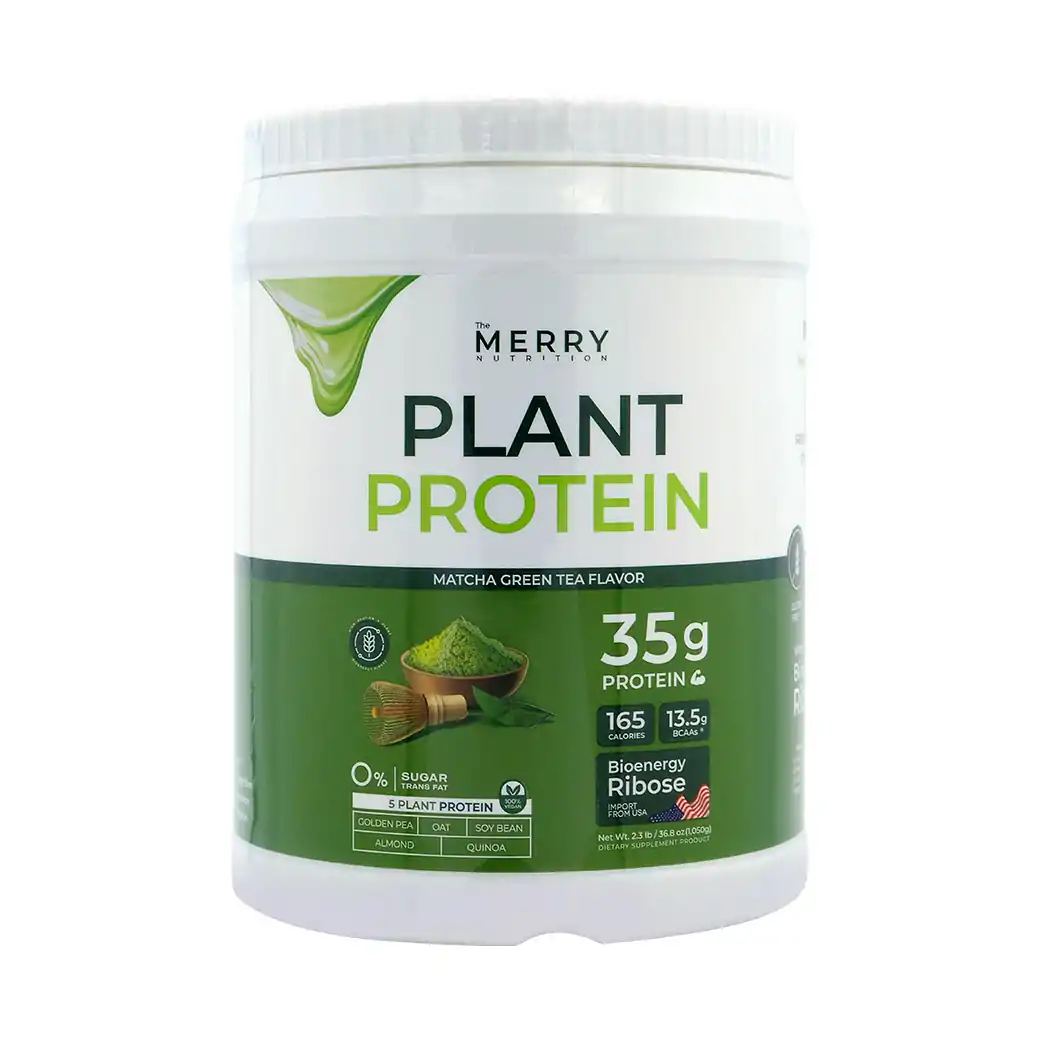 MERRY Plant Protein Green Tea 1050 g. เมอร์รี่ แพลนท์ โปรตีน กลิ่นมัทฉะชาเขียว