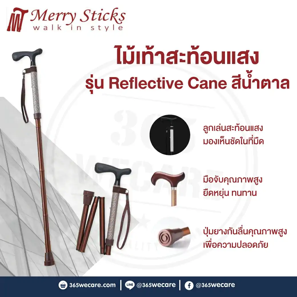 Nurture Merry Sticks Reflective Can (Brown) ไม้เท้าสะท้อนแสง