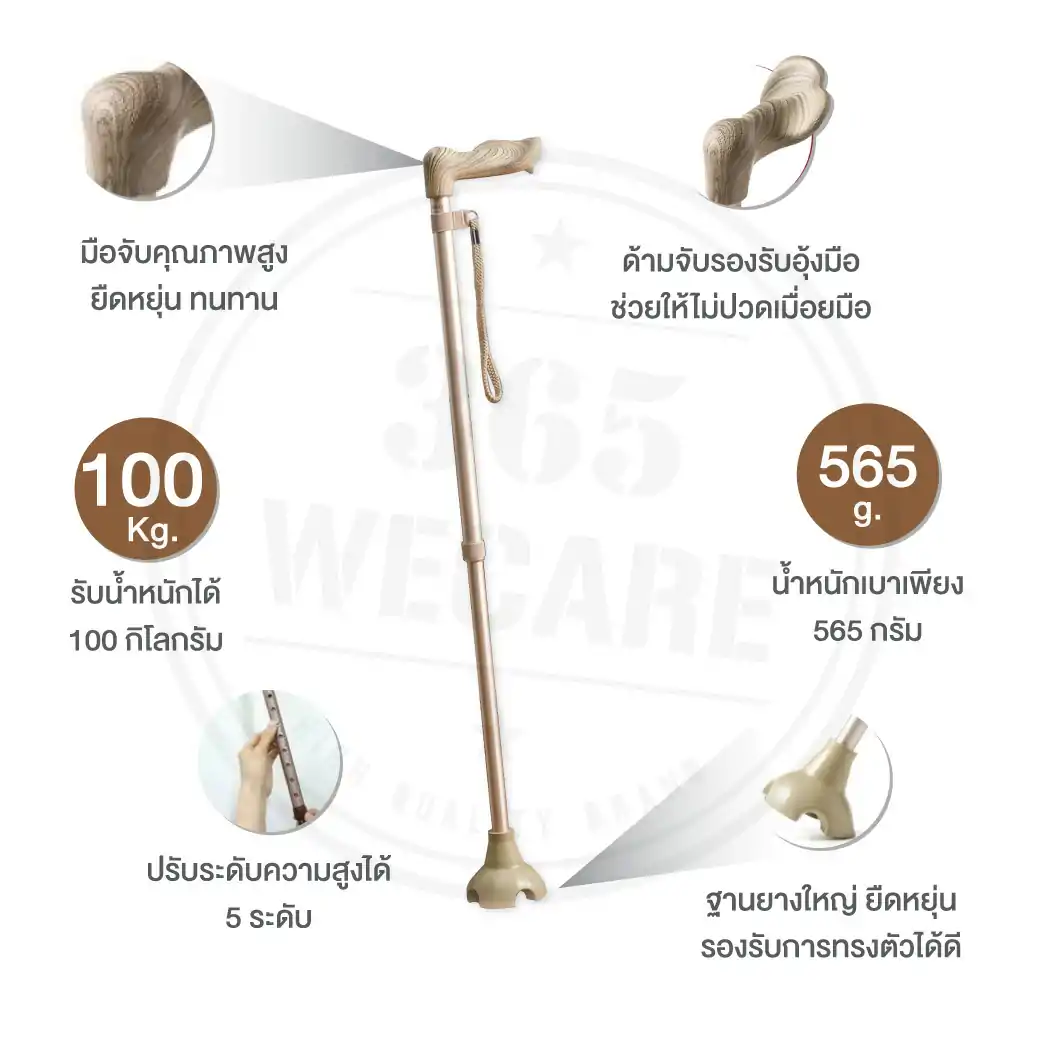 Nurture Merry Sticks Ergonomic Can (Gold-Ritht) ไม้เท้ารองรับสรีระ ผู้ถนัดขวา
