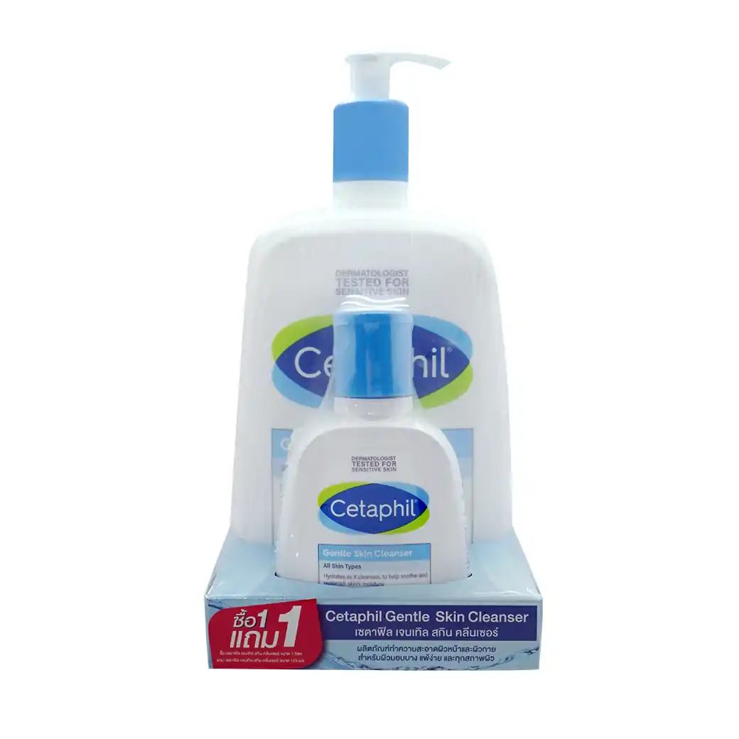 CETAPHIL Gentle Skin Cleanser 1000 ml.Free 125ml. เซตาฟิล เจนเทิล สกิน คลีนเซอร์ แถมฟรี เจนเทิล สกิน คลีนเซอร์ 125มล.