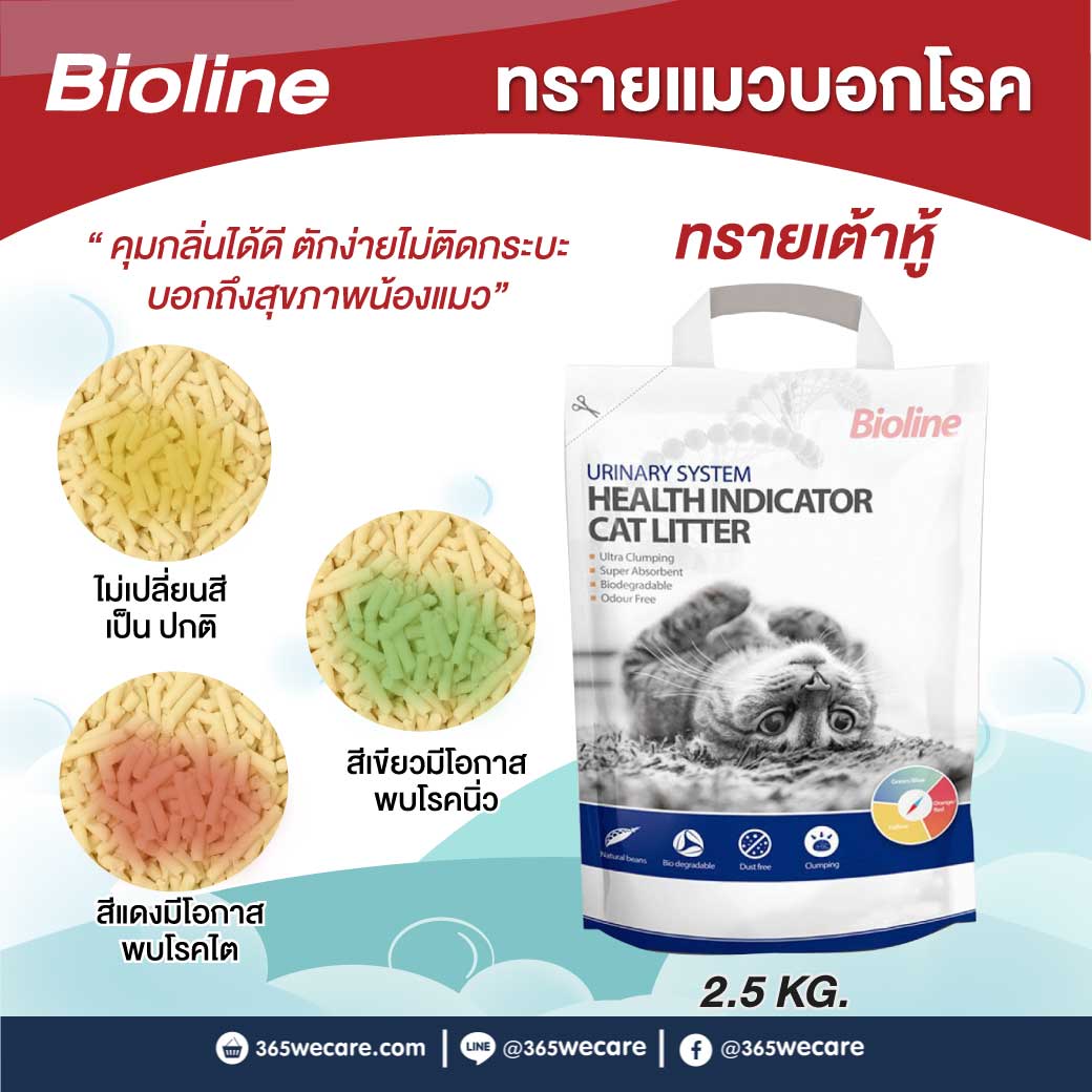 Bioline Urinary System 2.5kg. ไบโอไลน์ ทรายแมวเต้าหู้ ตรวจสุขภาพ