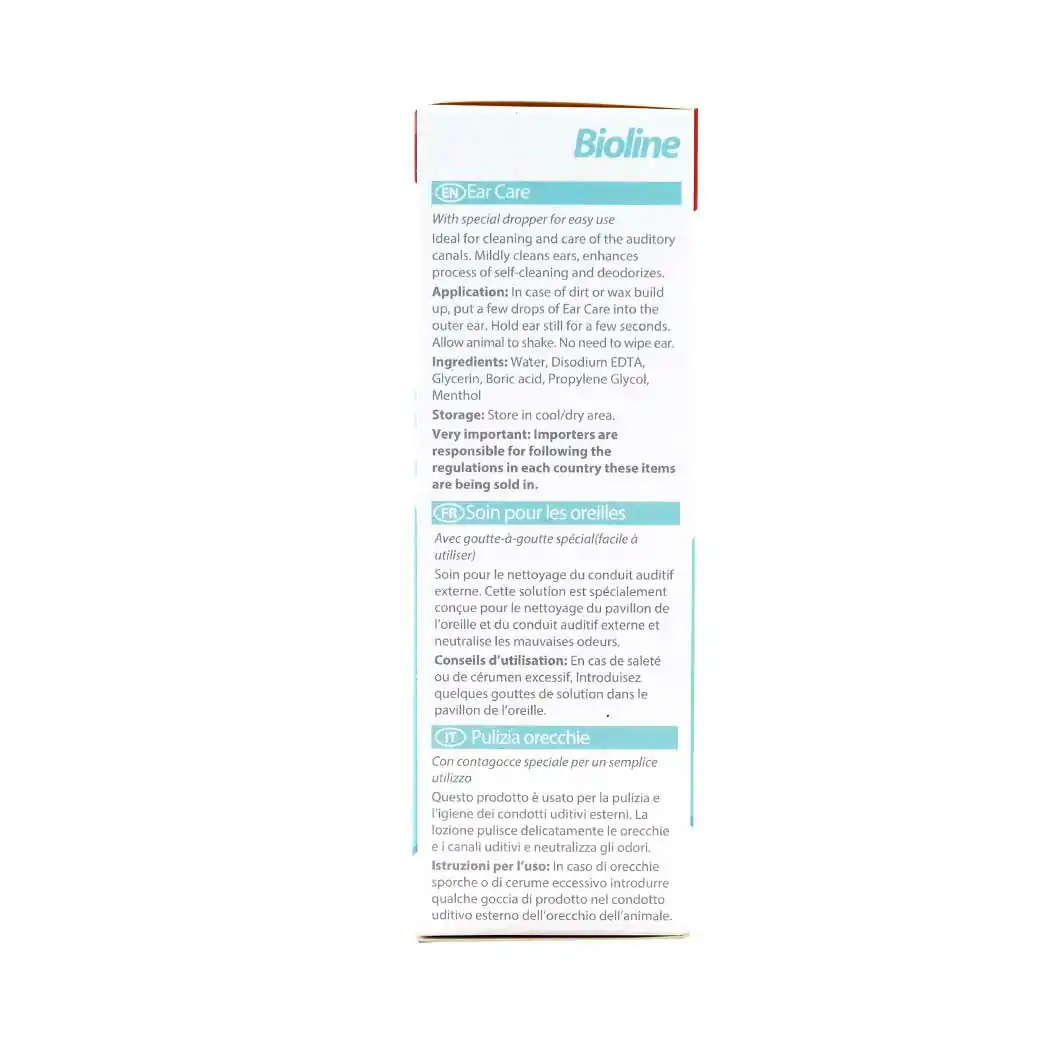 BIOLINE Ear Care 50ml. ไบโอไลน์ น้ำยาทำความสะอาดหูและในช่องหู สำหรับสุนัข แมว และกระต่าย