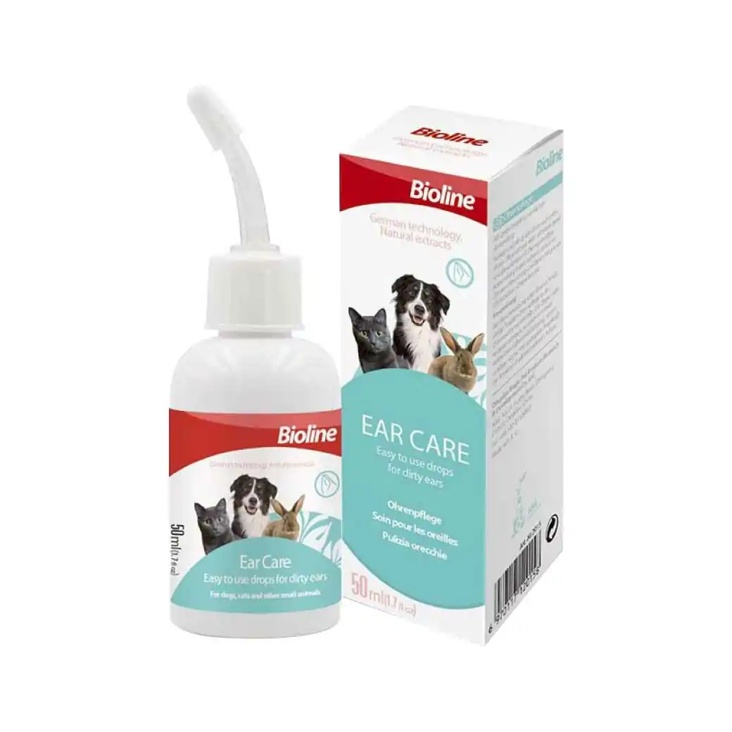BIOLINE Ear Care 50ml. ไบโอไลน์ น้ำยาทำความสะอาดหูและในช่องหู สำหรับสุนัข แมว และกระต่าย