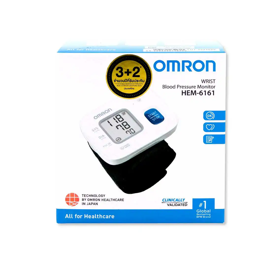 OMRON HEM-6161 ออมรอน เครื่องวัดความดันโลหิตที่ข้อมือ