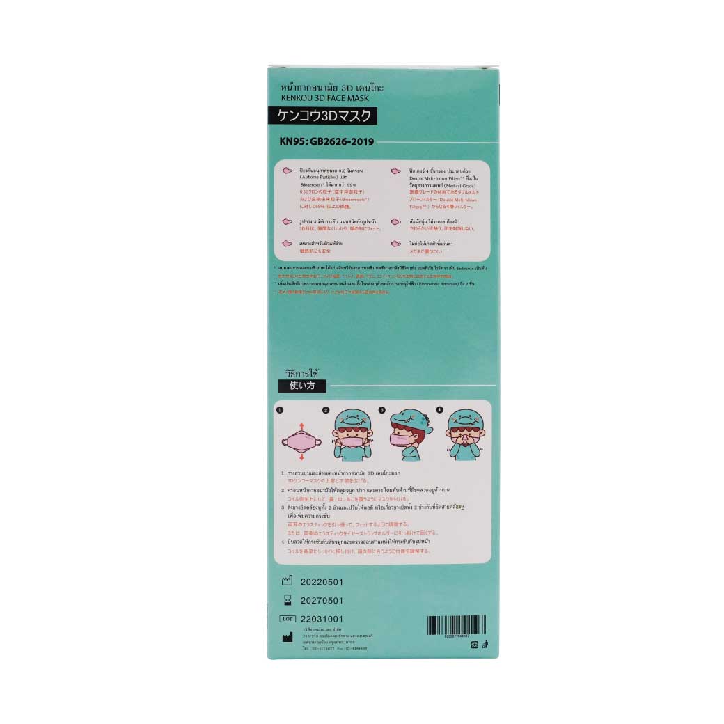 KENKOU 3D Face Mask Pink 20ชิ้น เคนโกะ หน้ากากอนามัย สีชมพู