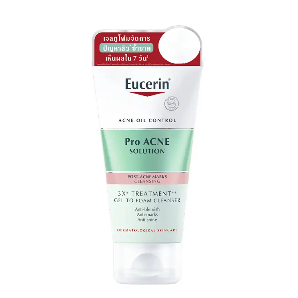 Eucerin Pro Acne Solution 3X Treatment Gel to Foam Cleanser 75g. ยูเซอริน โปรแอคเน่ โซลูชั่น 3 เอ็กซ์ ทรีตเมนต์ เจลทูโฟม คลีนเซอร์