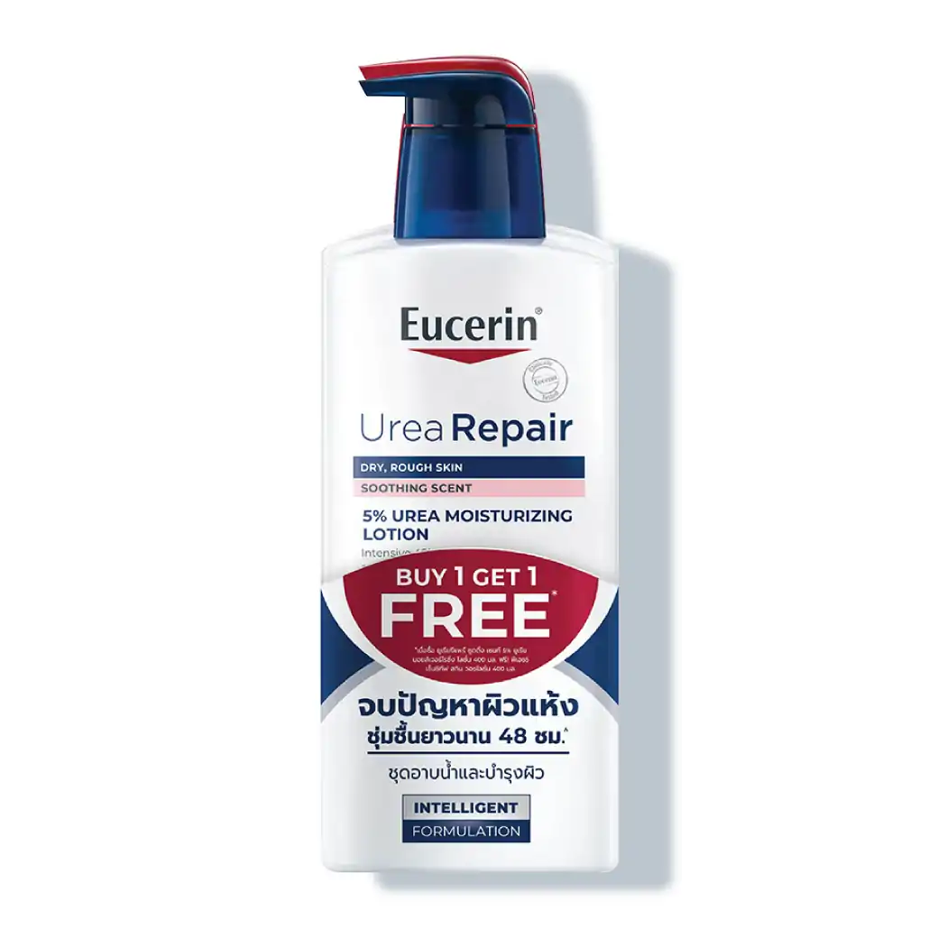 Eucerin UreaRepair Soothing Scent 5% Urea Moisturising Lotion 400ml. Free WashLotion 400ml. ยูเซอริน ยูเรียรีแพร์ ซูตติ้ง เซนท์ 5% ยูเรีย มอยส์เจอร์ไรซิ่ง โลชั่น ฟรี วอชโลชั่น
