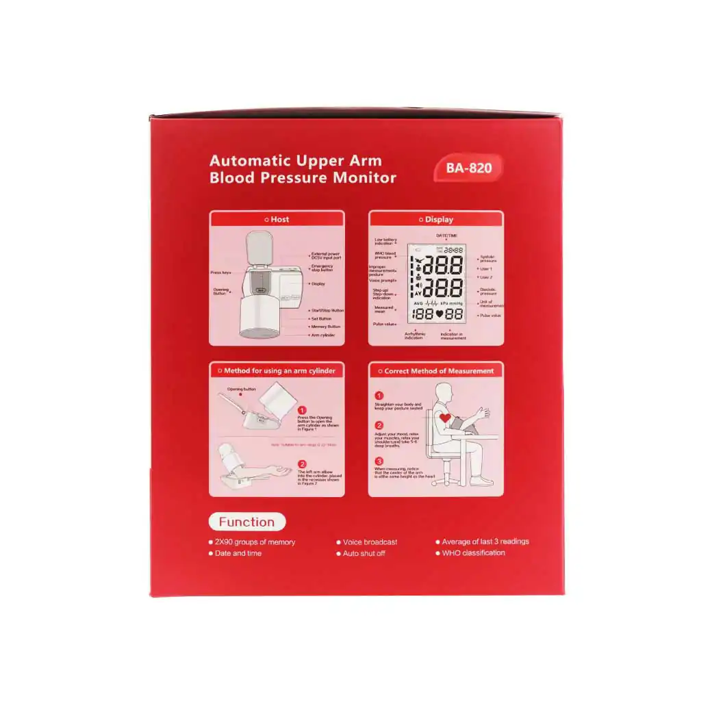 Sinocare Automatic Upper Arm Blood Pressure รุ่นBA-820 เครื่องวัดความดันโลหิตต้นแขน แบบสอดแขนอัตโนมัติ
