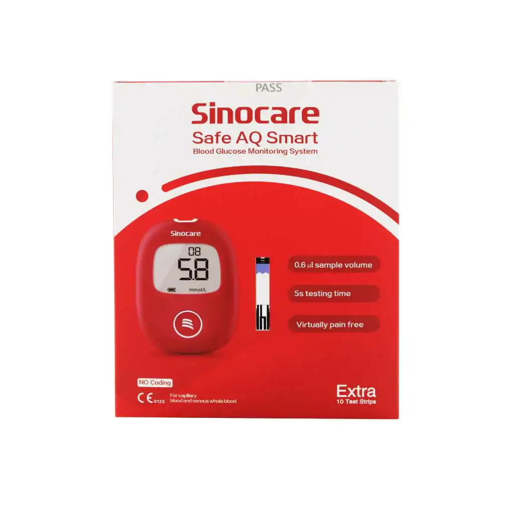 SINOCARE Safe AQ Smart Blood Glucose Monitor(Strips50+Lancet50) ซิโนแคร์ เครื่องตรวจวัดระดับน้ำตาลในเลือด