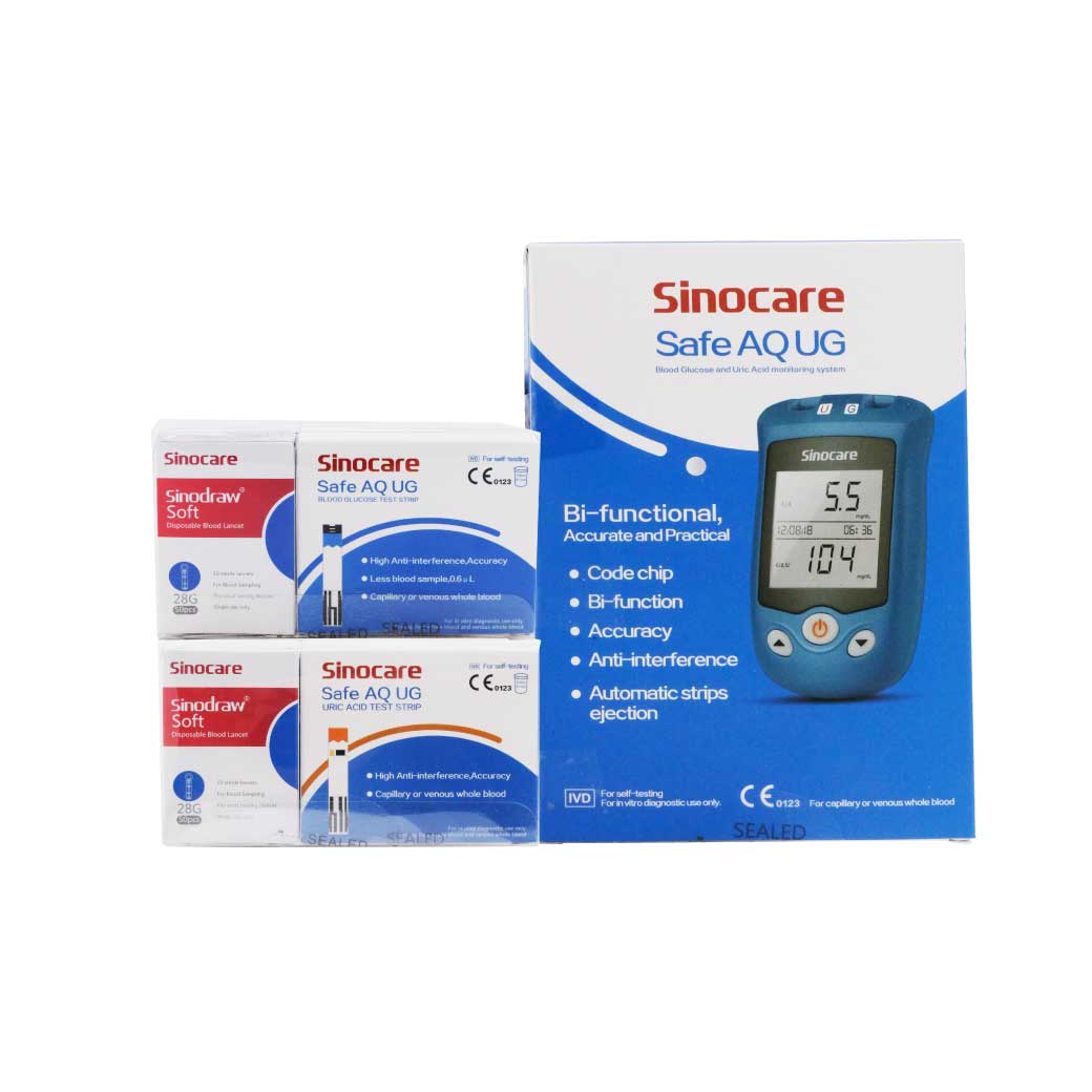 Sinocare Safe AQ UG ชุดตรวจน้ำตาลพร้อมกรดยูริก