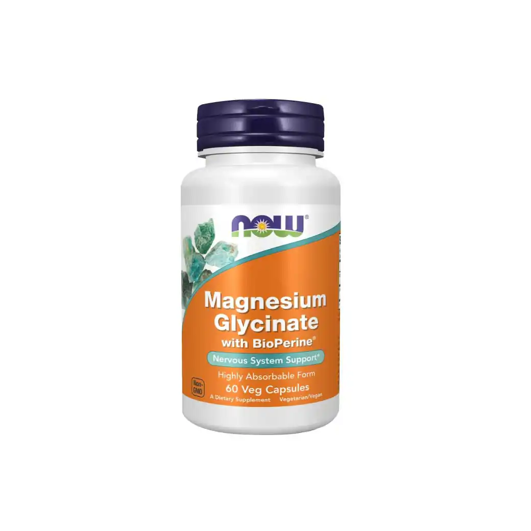NOW Foods Magnesium Glycinate With BioPerine บรรจุแคปซูลผัก 60แคปซูล นาว ฟู้ดส์ แมกนีเซียม ไกลซิเนต เวจ ไบโอพีรีน