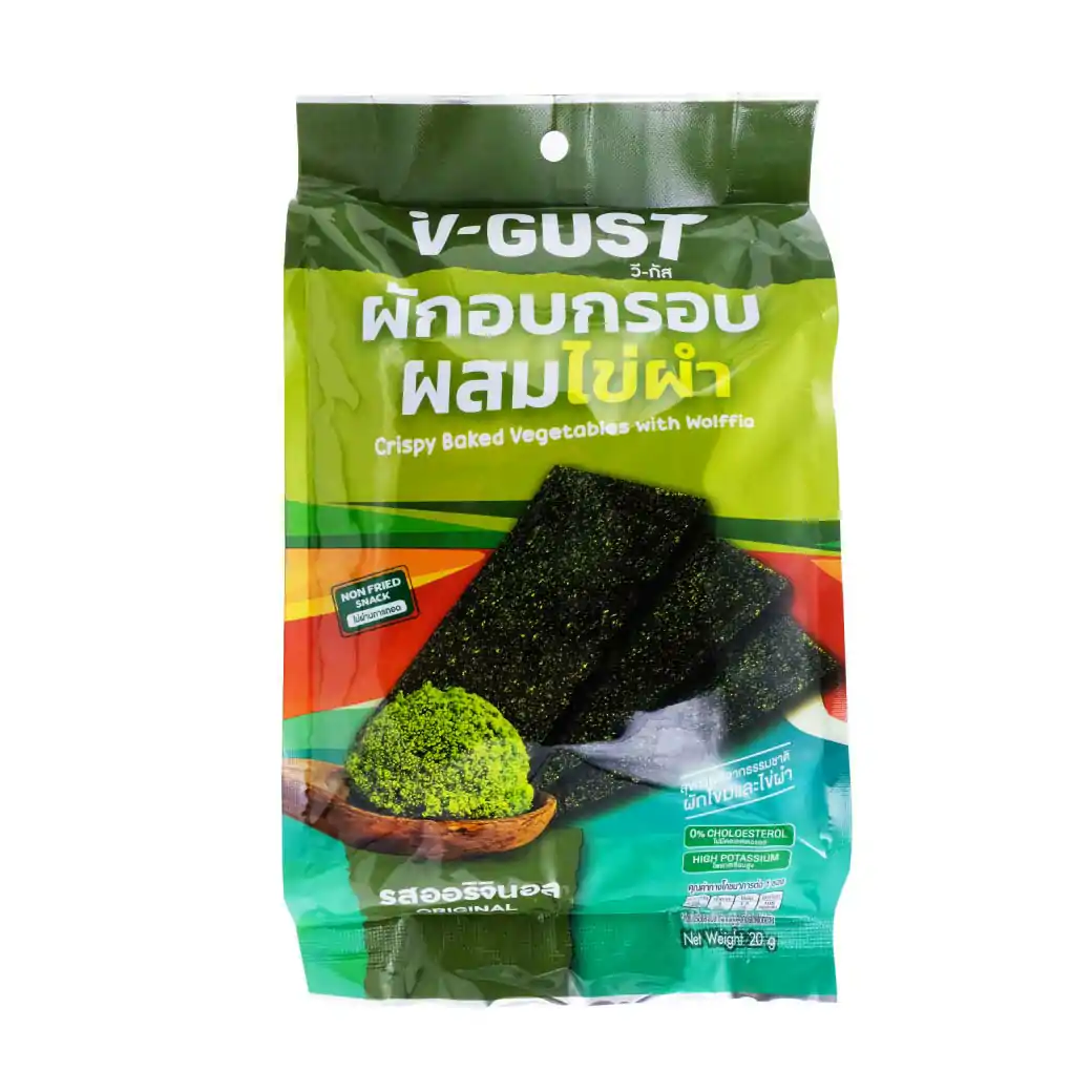 V-GUST วี-กัส  ผักอบกรอบผสมไข่ผำ ออริจินัล 20g.
