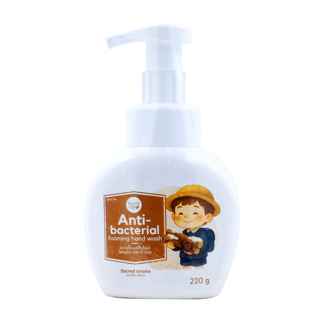 Hand Up Anti-bacterial Foaming Hand Wash 220g. กลิ่น Sacred Smoke แฮนด์อัพ แอนตี้แบคทีเรียล โฟมมิ่งแฮนด์ วอช กลิ่น เซเคร็ด สโมก