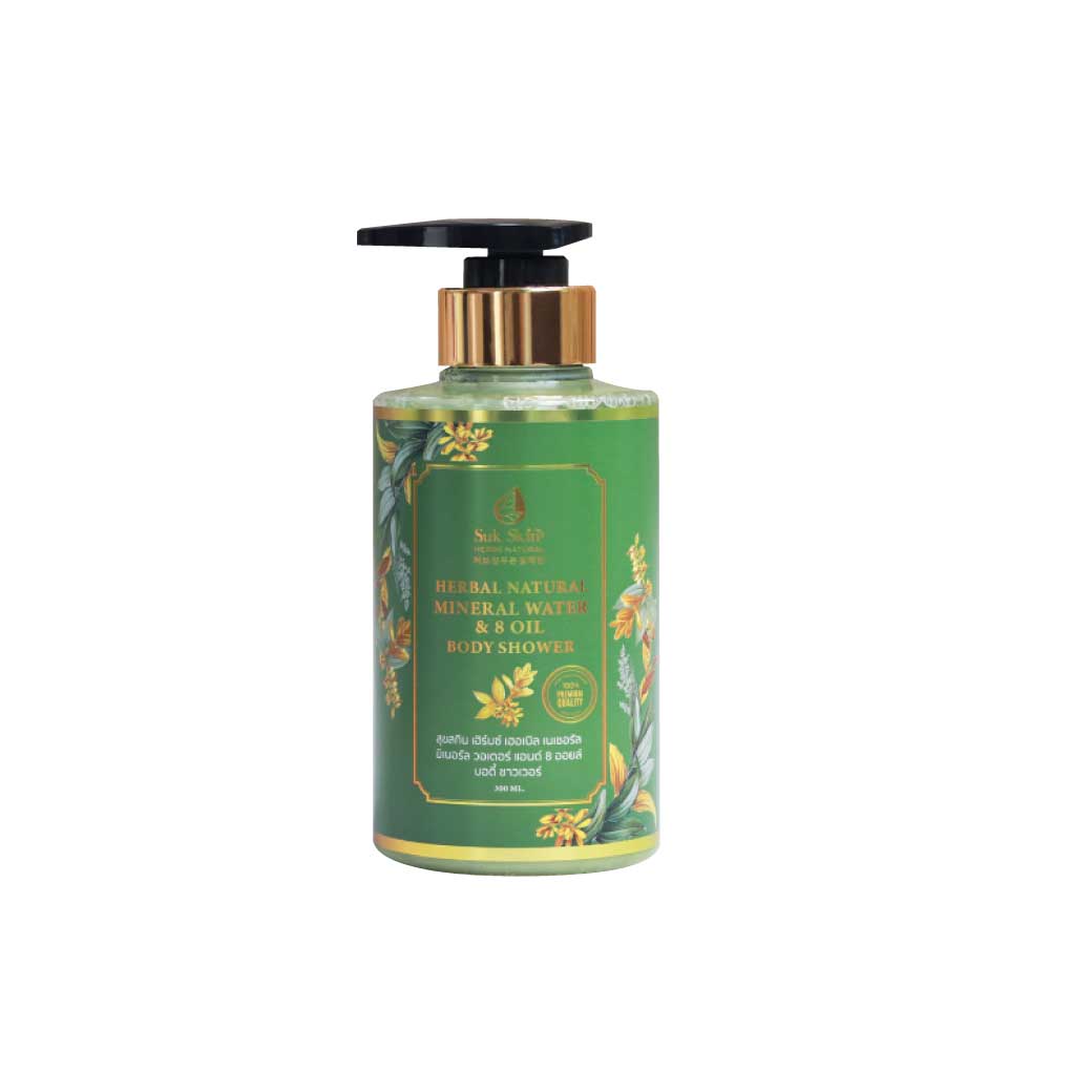 SukSkin Herbs Herbal Natural Mineral Water & 8 oil Body Shower 300ml. สุขสกิน เฮิร์บซ์ เฮอเบิล เนเชอรัล มิเนอรัล วอเตอร์ แอนด์ 8 ออยล์ บอดี้ ชาวเวอร์
