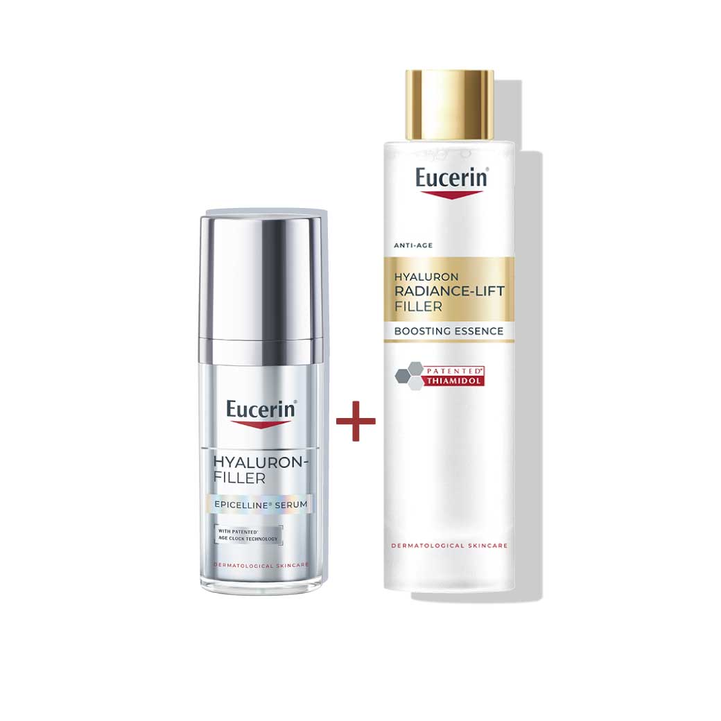 EUCERIN Hyaluron Radiance-Lift Boosting Essence 100ml.+ Hyaluron - Filler Epicelline Serum 30ml. ยูเซอริน ไฮยาลูรอุน เรเดียนซ์-ลิฟต์ ฟิลเลอร์ บูสตั้ง เอสเซ้นส์+ไฮยาลูรอน-ฟิลเลอร์ อีพิเซลีน เซรั่ม
