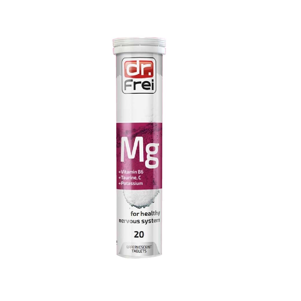 Dr.Frei Magnesium+Vitamin B6+Taurine, Vitamin C+Potassium 20เม็ดฟู่ ดร.ฟราย แมกนีเซียม ผสมวิตามินบี6,ทอรีน,วิตามินซี,โพแทสเซียม
