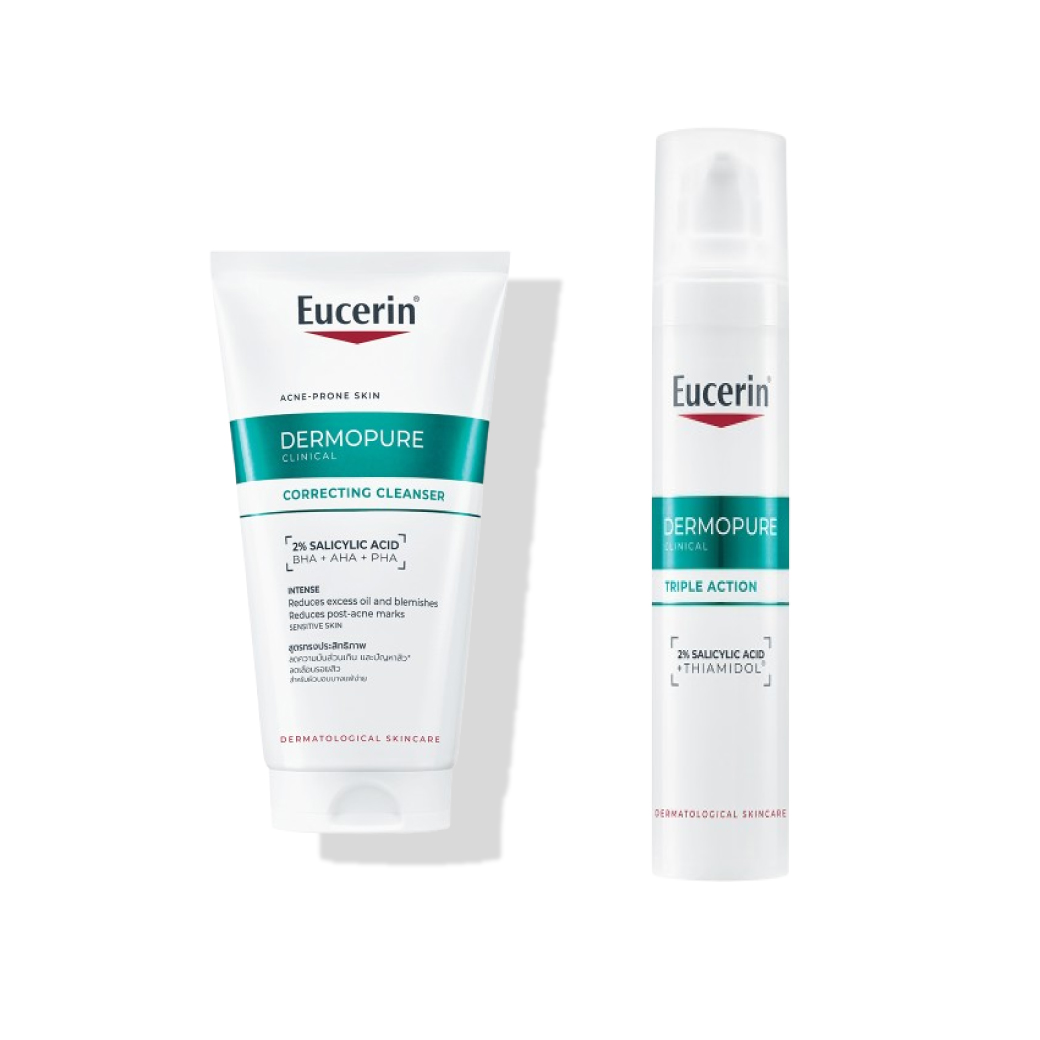 Eucerin Dermopure Clinical Correcting Gel To Foam 150ml.+ Dermopure Clinical Triple Action 40ml. ยูเซอริน เดอร์โมเพียว คลินิคอล คอร์เรคติ้ง เจล ทู โฟม+ยูเซอริน เดอร์โมเพียว คลินิคอล ทริปเปิ้ล แอคชั่น