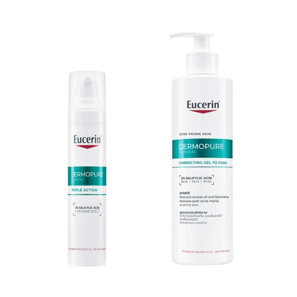 Eucerin Dermopure Clinical Correcting Gel To Foam 400ml.+ Dermopure Clinical Triple Action 40ml. ยูเซอริน เดอร์โมเพียว คลินิคอล คอร์เรคติ้ง เจล ทู โฟม+ยูเซอริน เดอร์โมเพียว คลินิคอล ทริปเปิ้ล แอคชั่น