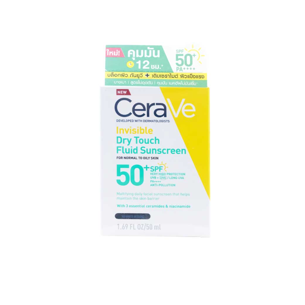 CeraVe Invisible Dry Touch Fluid Sunscreen SPF50+ PA++++ 50ml. เซราวี อินวิซิเบิ้ล ดราย ทัช ฟลูอิด ซันสกรีน​